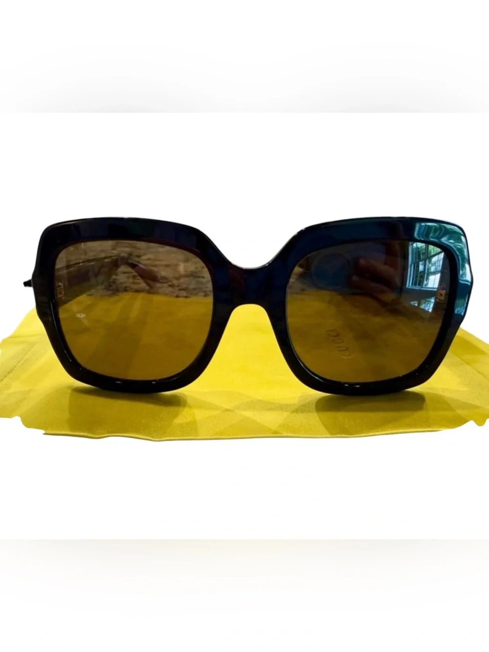Gucci Black Oversized Square Glitter Women’s Sunglasses